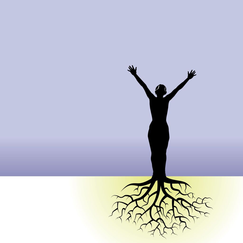 4063178 - this vector background has a woman with tree roots